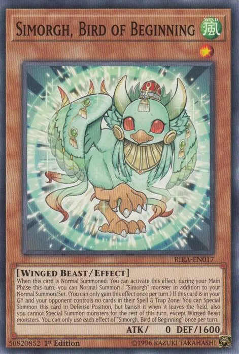 Simorgh, Bird of Beginning RIRA-EN017 1st Edition Yu-Gi-Oh card from Rising Rampage