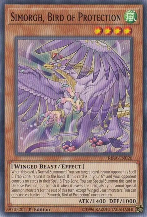 Simorgh, Bird of Protection RIRA-EN020 Unlimited Yu-Gi-Oh card from Rising Rampage