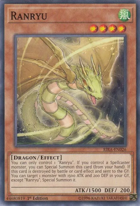 Ranryu RIRA-EN026 1st Edition Yu-Gi-Oh card from Rising Rampage