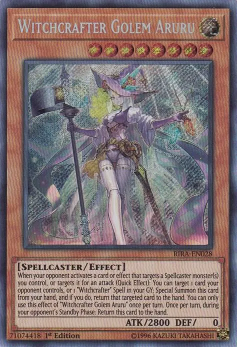 Witchcrafter Golem Aruru RIRA-EN028 1st Edition Yu-Gi-Oh card from Rising Rampage