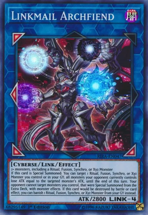 Linkmail Archfiend RIRA-EN047 1st Edition Yu-Gi-Oh card from Rising Rampage