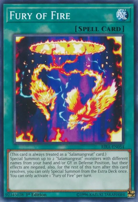 Fury of Fire RIRA-EN054 1st Edition Yu-Gi-Oh card from Rising Rampage