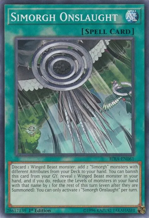 Simorgh Onslaught RIRA-EN061 1st Edition Yu-Gi-Oh card from Rising Rampage