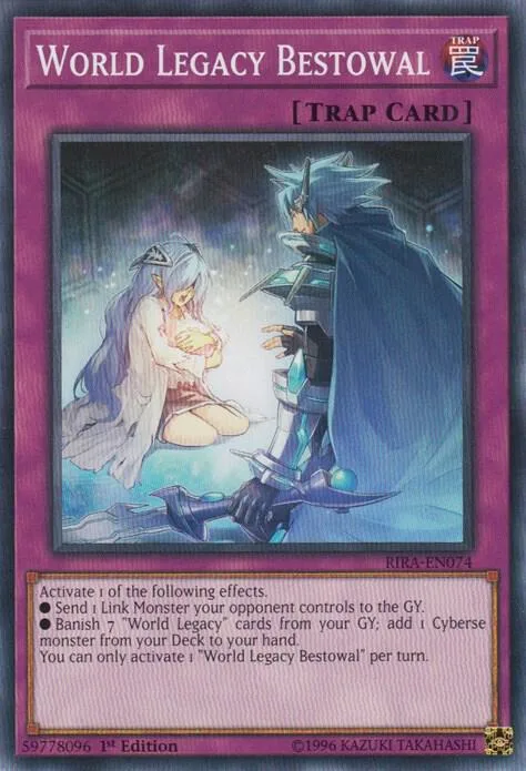 World Legacy Bestowal RIRA-EN074 1st Edition Yu-Gi-Oh card from Rising Rampage