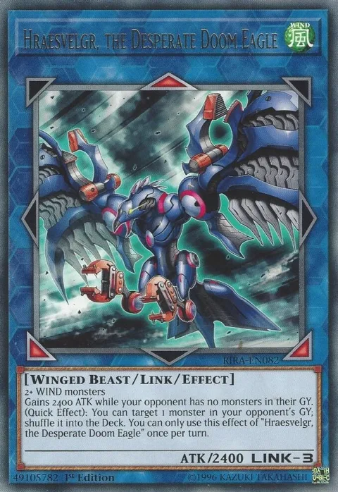 Hraesvelgr, the Desperate Doom Eagle RIRA-EN082 Unlimited Yu-Gi-Oh card from Rising Rampage
