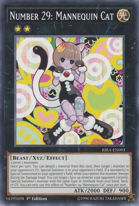 Number 29: Mannequin Cat RIRA-EN093 Unlimited Yu-Gi-Oh card from Rising Rampage