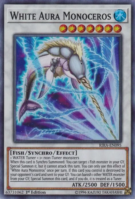 White Aura Monoceros RIRA-EN095 1st Edition Yu-Gi-Oh card from Rising Rampage