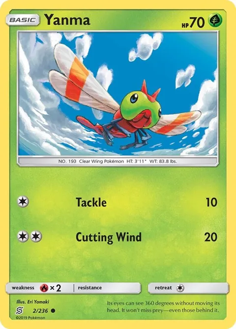 Yanma #2/236 Reverse Holofoil Pokémon card from SM - Unified Minds