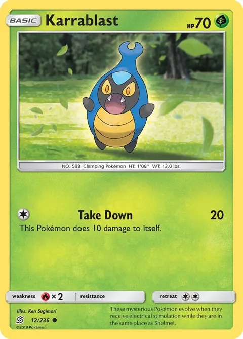 Karrablast #12/236 Pokémon card from SM - Unified Minds