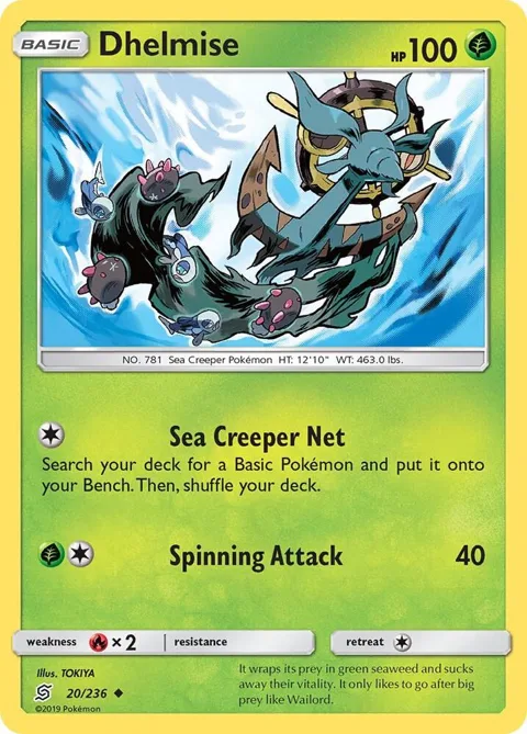Dhelmise #20/236 Reverse Holofoil Pokémon card from SM - Unified Minds
