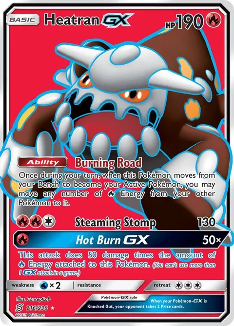 Heatran GX Full Art #216/236 Holofoil Pokémon card from SM - Unified Minds