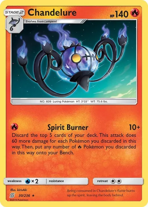 Chandelure #30/236 Holofoil Pokémon card from SM - Unified Minds