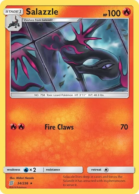 Salazzle 34 #34/236 Reverse Holofoil Pokémon card from SM - Unified Minds