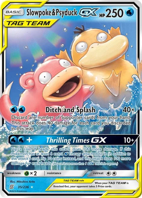 Slowpoke & Psyduck GX #35/236 Holofoil Pokémon card from SM - Unified Minds