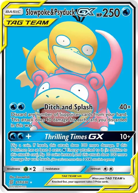 Slowpoke & Psyduck GX Full Art #217/236 Holofoil Pokémon card from SM - Unified Minds