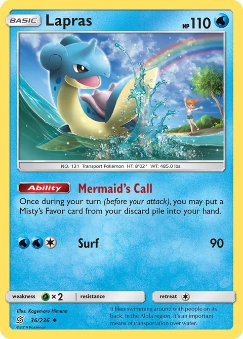 Lapras #36/236 Reverse Holofoil Pokémon card from SM - Unified Minds