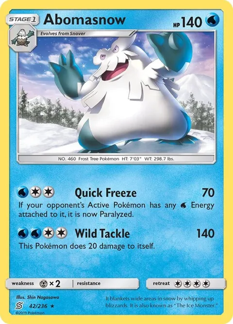 Abomasnow #42/236 Reverse Holofoil Pokémon card from SM - Unified Minds