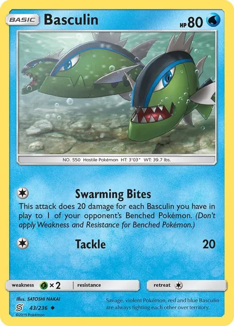 Basculin #43/236 Reverse Holofoil Pokémon card from SM - Unified Minds