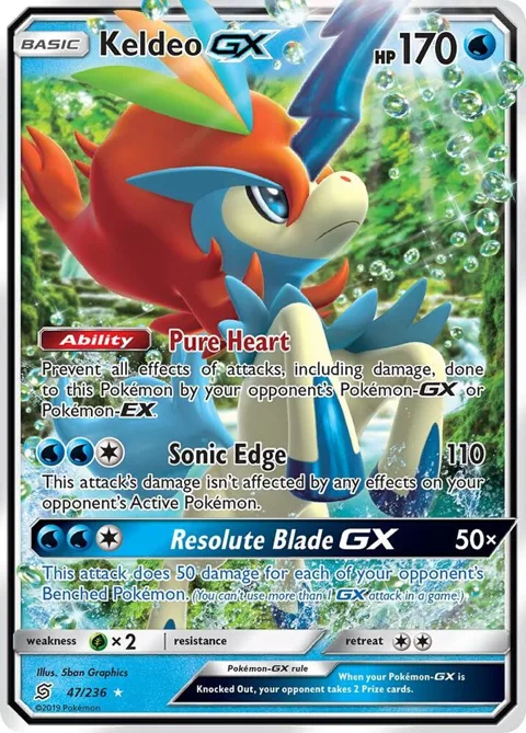 Keldeo GX #47/236 Holofoil Pokémon card from SM - Unified Minds
