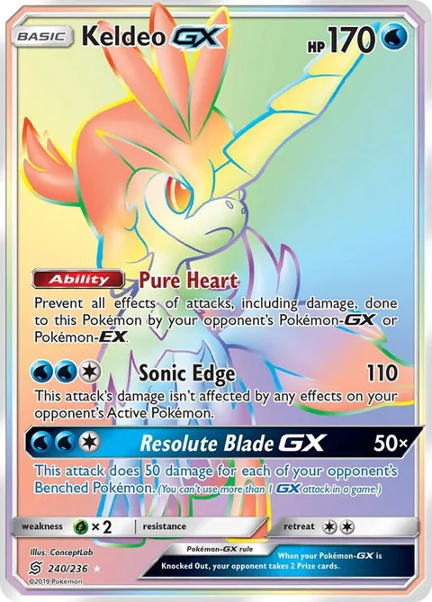 Keldeo GX Secret Rare #240/236 Holofoil Pokémon card from SM - Unified Minds
