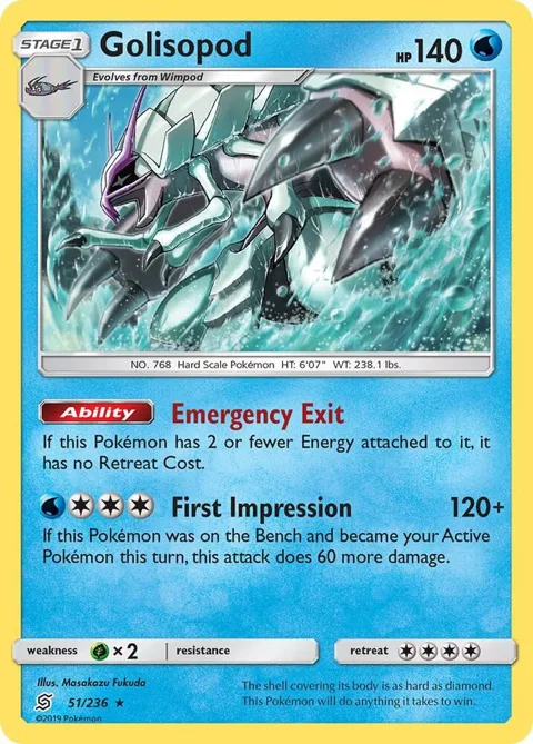 Golisopod #51/236 Reverse Holofoil Pokémon card from SM - Unified Minds