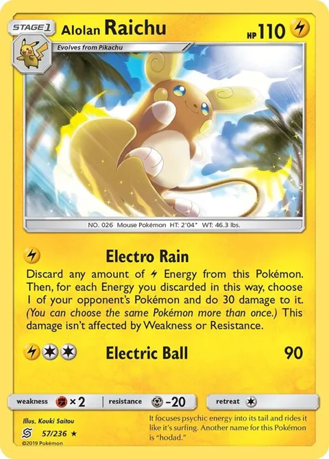 Alolan Raichu #57/236 Holofoil Pokémon card from SM - Unified Minds