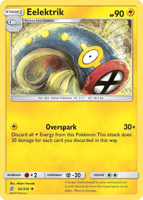 Eelektrik #65/236 Pokémon card from SM - Unified Minds