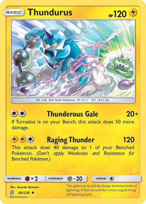 Thundurus #68/236 Reverse Holofoil Pokémon card from SM - Unified Minds