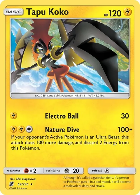 Tapu Koko #69/236 Holofoil Pokémon card from SM - Unified Minds