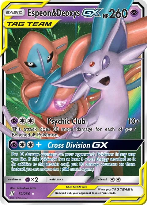 Espeon & Deoxys GX #72/236 Holofoil Pokémon card from SM - Unified Minds