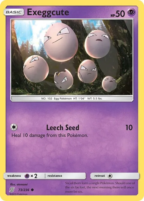Exeggcute #73/236 Pokémon card from SM - Unified Minds
