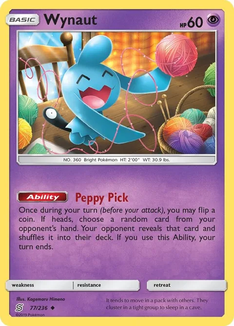Wynaut #77/236 Reverse Holofoil Pokémon card from SM - Unified Minds