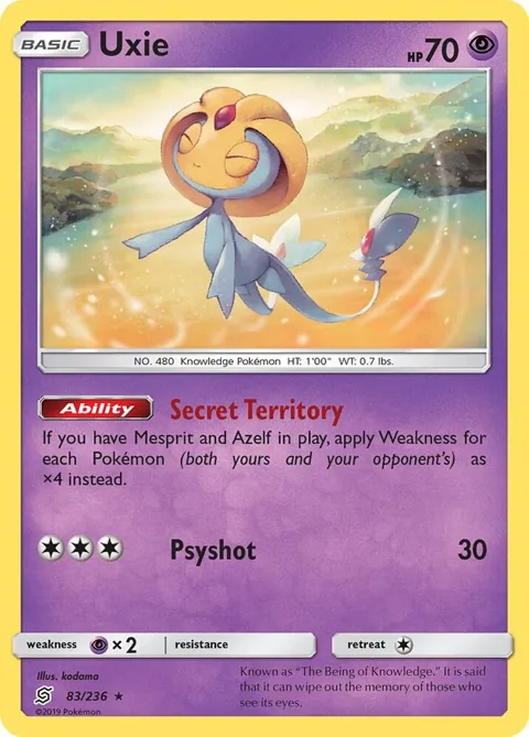 Uxie #83/236 Holofoil Pokémon card from SM - Unified Minds