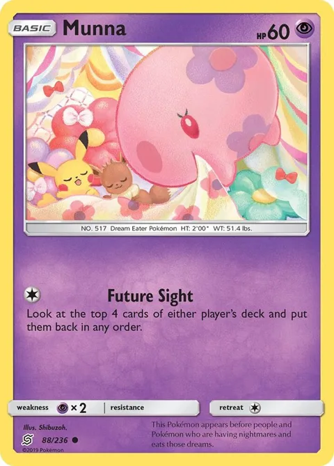 Munna #88/236 Reverse Holofoil Pokémon card from SM - Unified Minds