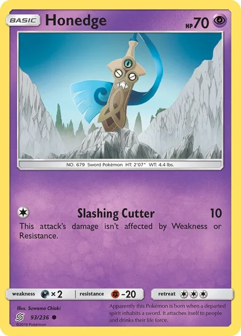 Honedge 93 #93/236 Pokémon card from SM - Unified Minds