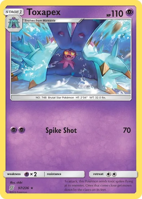 Toxapex #97/236 Reverse Holofoil Pokémon card from SM - Unified Minds
