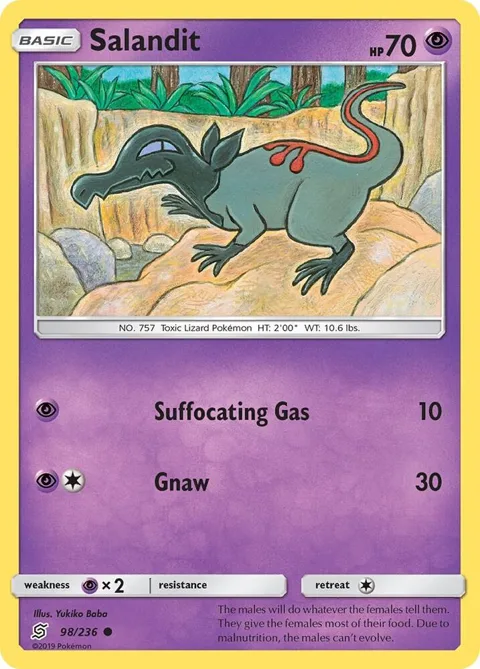Salandit 98 #98/236 Reverse Holofoil Pokémon card from SM - Unified Minds