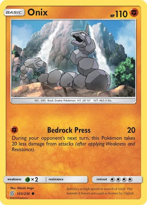 Onix #103/236 Reverse Holofoil Pokémon card from SM - Unified Minds