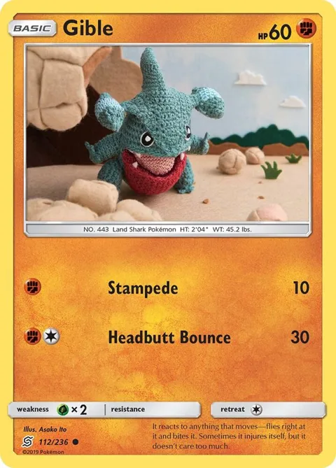 Gible #112/236 Pokémon card from SM - Unified Minds