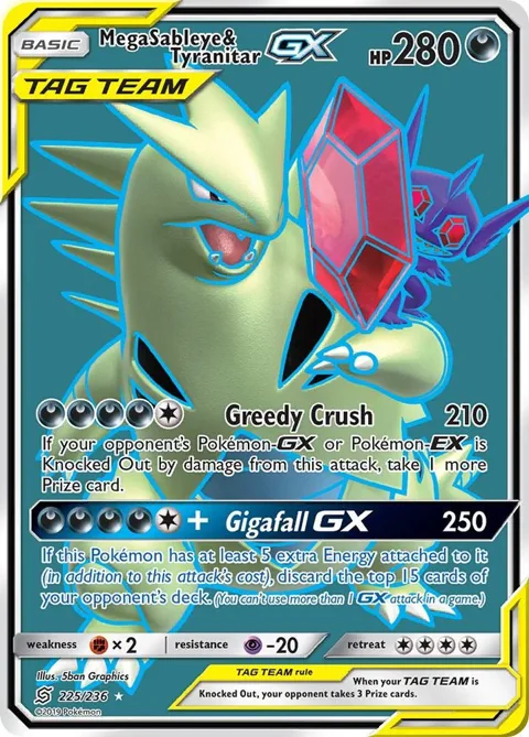 Mega Sableye & Tyranitar GX Full Art #225/236 Holofoil Pokémon card from SM - Unified Minds