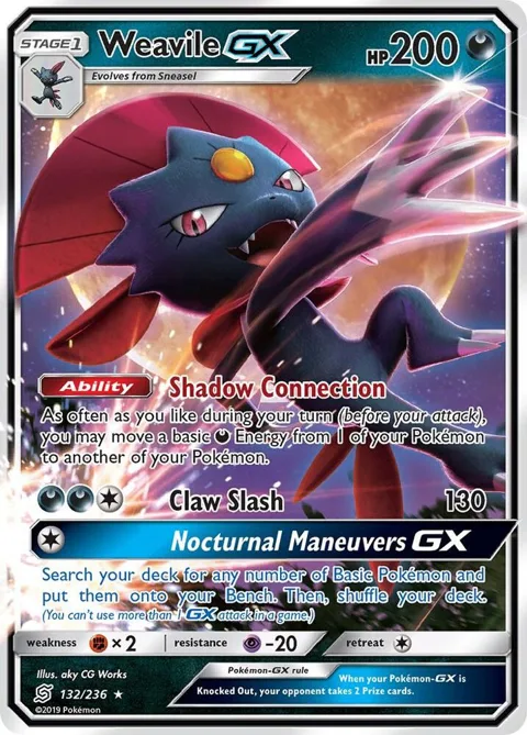 Weavile GX #132/236 Holofoil Pokémon card from SM - Unified Minds