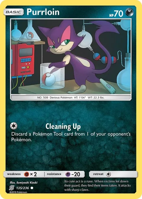 Purrloin #135/236 Pokémon card from SM - Unified Minds
