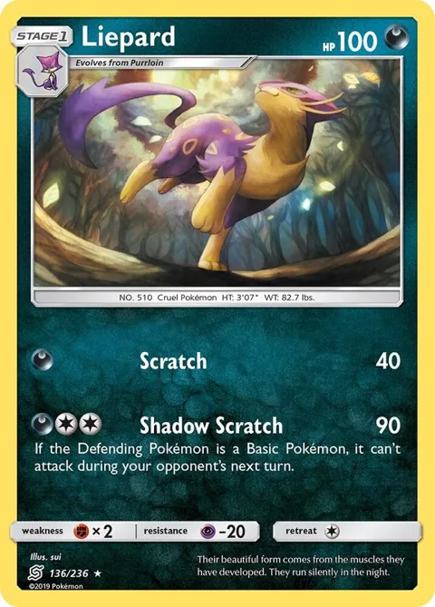 Liepard #136/236 Pokémon card from SM - Unified Minds