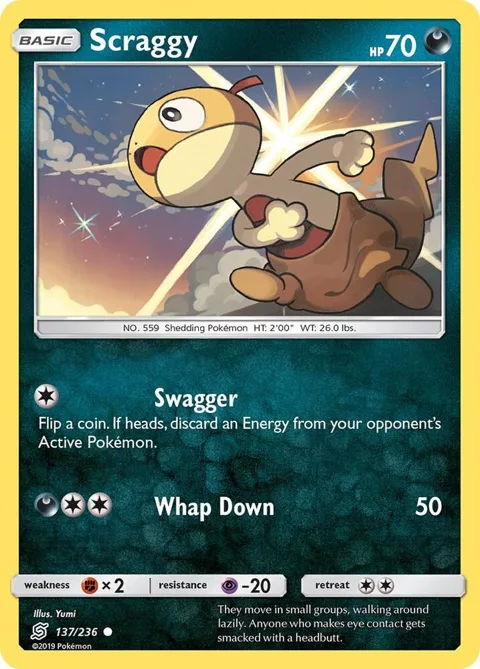 Scraggy #137/236 Reverse Holofoil Pokémon card from SM - Unified Minds