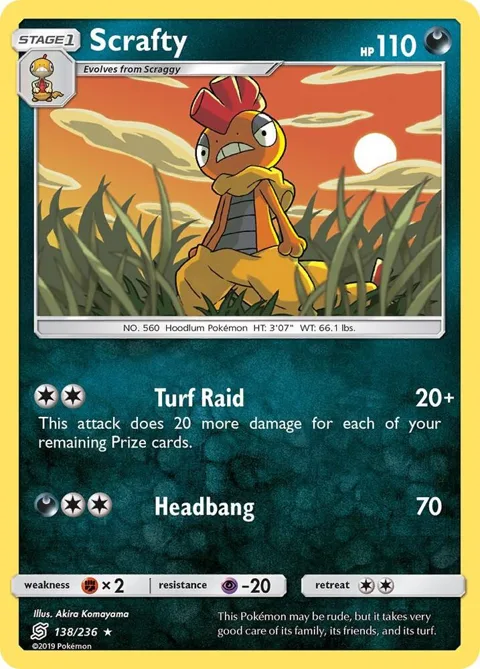 Scrafty #138/236 Reverse Holofoil Pokémon card from SM - Unified Minds