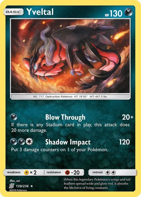 Yveltal #139/236 Holofoil Pokémon card from SM - Unified Minds