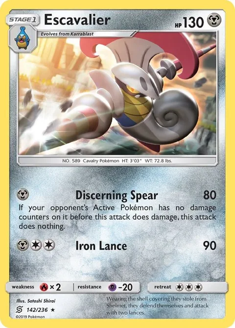 Escavalier #142/236 Reverse Holofoil Pokémon card from SM - Unified Minds