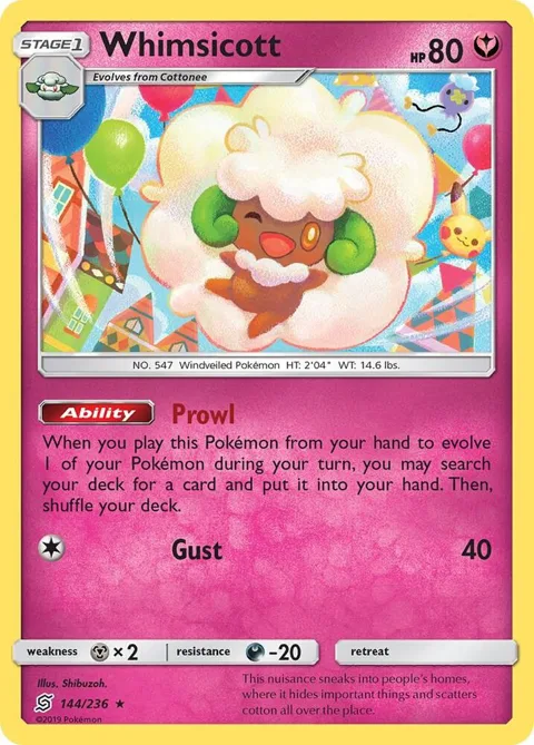 Whimsicott #144/236 Pokémon card from SM - Unified Minds