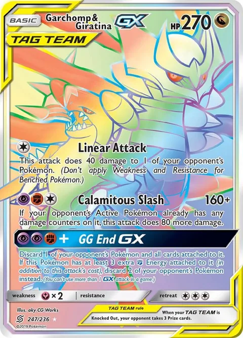 Garchomp & Giratina GX Secret Rare #247/236 Holofoil Pokémon card from SM - Unified Minds