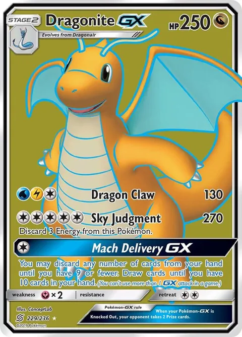 Dragonite GX Full Art #229/236 Holofoil Pokémon card from SM - Unified Minds